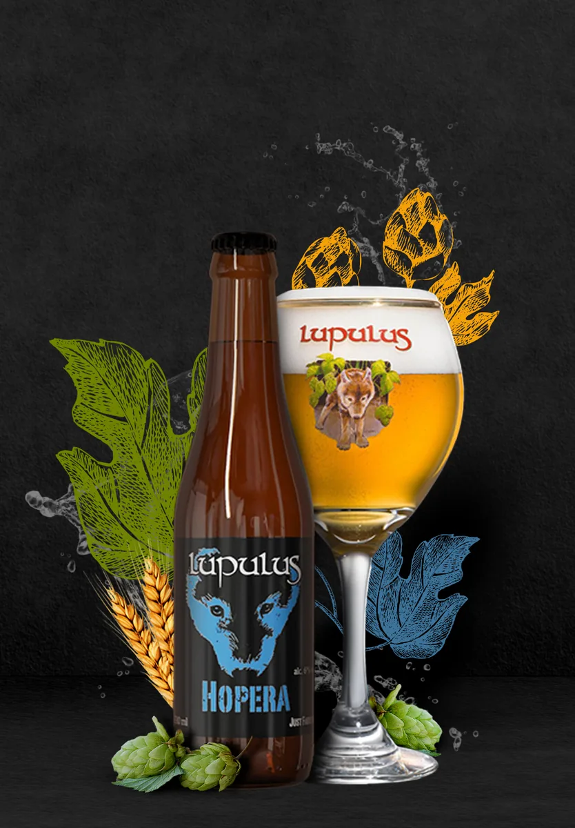 Montage publicitaire pour la bière Lupulus Hopera